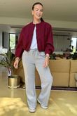 Made in Italy Beluga Soft Crop Bomber Jacket Burgundy
